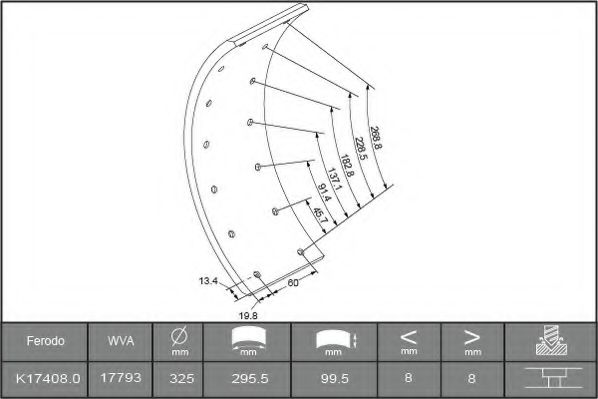 K17408.0-F3653 FERODO Brake System Brake Lining Kit, drum brake