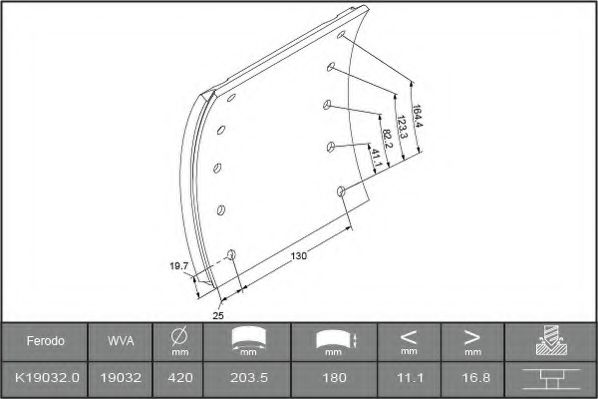 K19032.0-F3664 FERODO Brake Lining Kit, drum brake