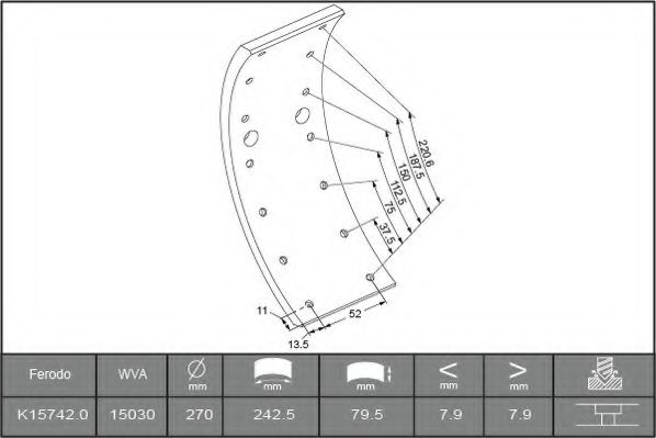 K15742.0TC FERODO Brake Lining Kit, drum brake
