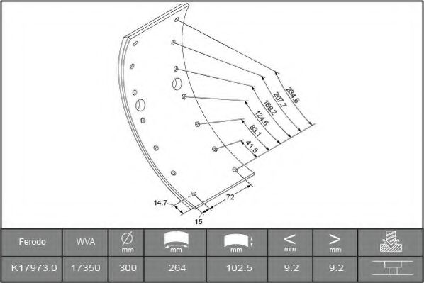 K17973.0TG FERODO Brake Lining Kit, drum brake