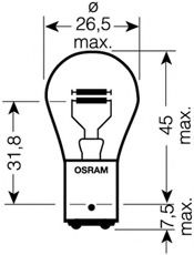 7528 OSRAM Glühlampe, Blinkleuchte; Glühlampe, Bremsleuchte; Glühlampe, Nebelschlussleuchte; Glühlampe, Schlussleuchte; Glühlampe, Positions-/Begrenzungsleuchte; Glühlampe, Zusatzbremsleuchte