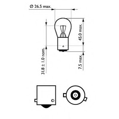 12088CP PHILIPS Bulb, stop light; Bulb, rear fog light; Bulb, tail light