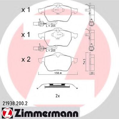 21938.200.2 ZIMMERMANN Brake System Brake Pad Set, disc brake