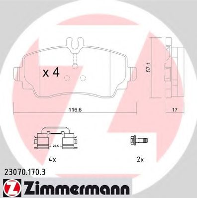 23070.170.3 ZIMMERMANN Brake System Brake Pad Set, disc brake