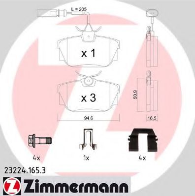 23224.165.3 ZIMMERMANN Тормозная система Комплект тормозных колодок, дисковый тормоз