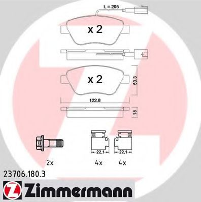 23706.180.3 ZIMMERMANN Brake System Brake Pad Set, disc brake