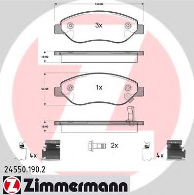 24550.190.2 ZIMMERMANN Тормозная система Комплект тормозных колодок, дисковый тормоз