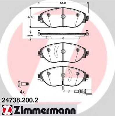 24738.200.2 ZIMMERMANN Brake System Brake Pad Set, disc brake