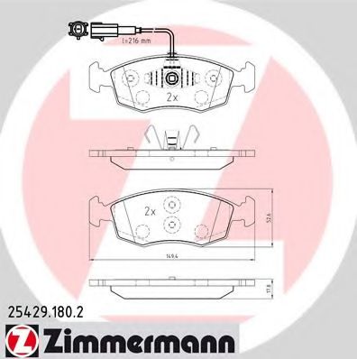 25429.180.2 ZIMMERMANN Brake System Brake Pad Set, disc brake