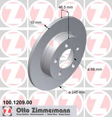 100.1209.00 ZIMMERMANN Brake System Brake Disc