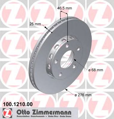 100.1210.00 ZIMMERMANN Brake System Brake Disc