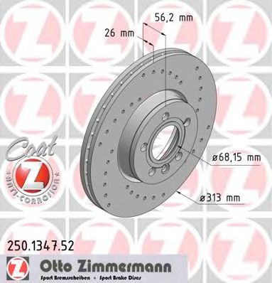 250.1347.52 ZIMMERMANN Brake System Brake Disc