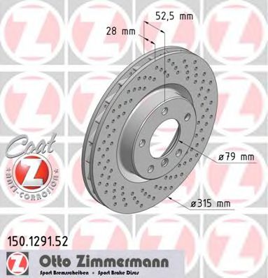 150.1291.52 ZIMMERMANN Brake System Brake Disc