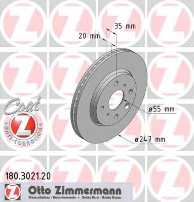 180.3021.20 ZIMMERMANN Brake System Brake Disc