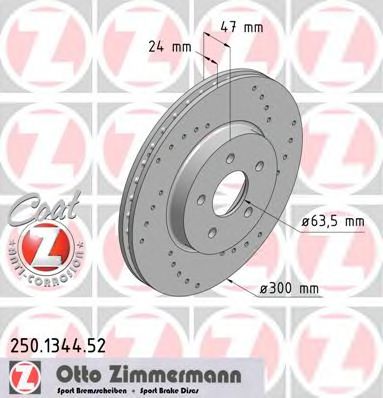 250.1344.52 ZIMMERMANN Brake System Brake Disc