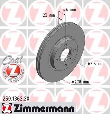 250.1362.20 ZIMMERMANN Brake System Brake Disc