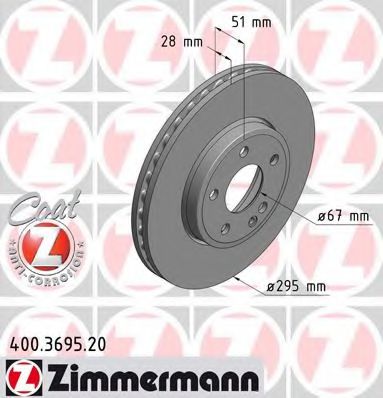 400.3695.20 ZIMMERMANN Brake System Brake Disc