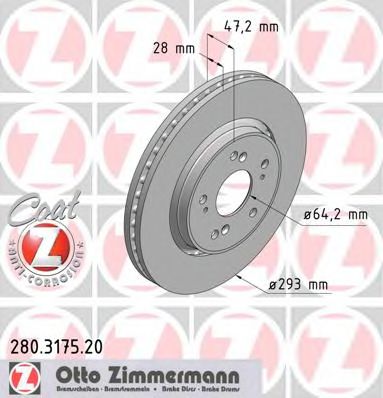 280.3175.20 ZIMMERMANN Тормозная система Тормозной диск