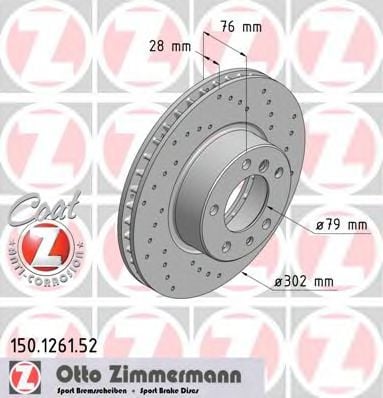 150.1261.52 ZIMMERMANN Brake System Brake Disc