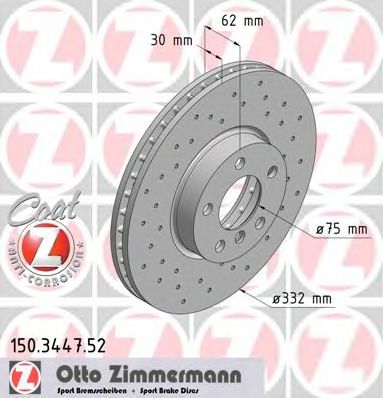150.3447.52 ZIMMERMANN Brake System Brake Disc
