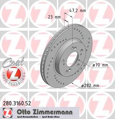 280.3160.52 ZIMMERMANN Brake System Brake Disc