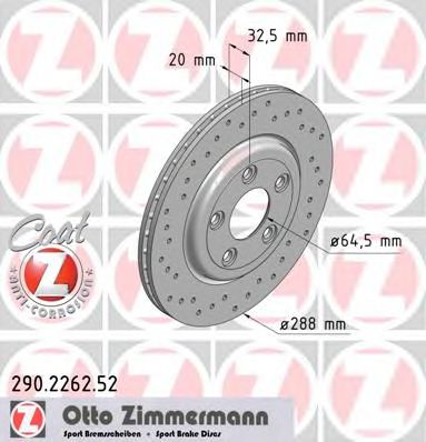 290.2262.52 ZIMMERMANN Brake System Brake Disc