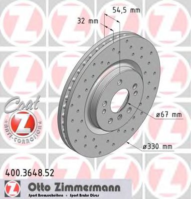 400.3648.52 ZIMMERMANN Brake System Brake Disc
