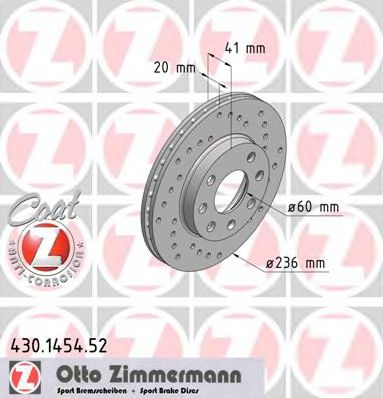 430.1454.52 ZIMMERMANN Brake System Brake Disc