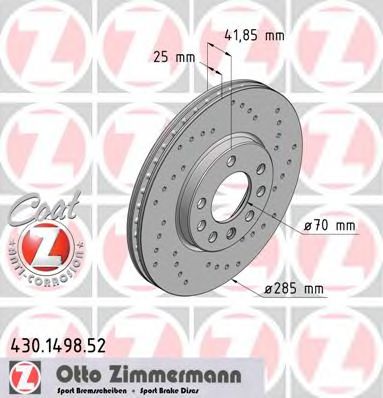 430.1498.52 ZIMMERMANN Brake System Brake Disc