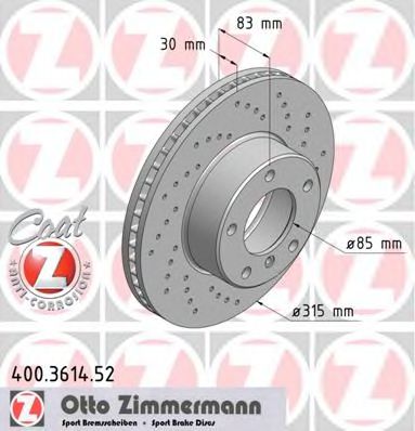 400.3614.52 ZIMMERMANN Brake System Brake Disc