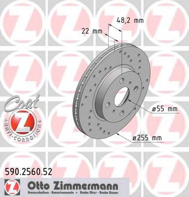 590.2560.52 ZIMMERMANN Brake System Brake Disc