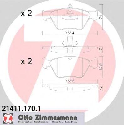21411.170.1 ZIMMERMANN Brake System Brake Pad Set, disc brake