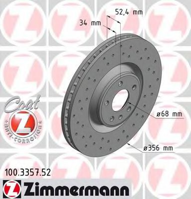 100.3357.52 ZIMMERMANN Brake System Brake Disc