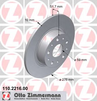 110.2216.00 ZIMMERMANN Brake System Brake Disc