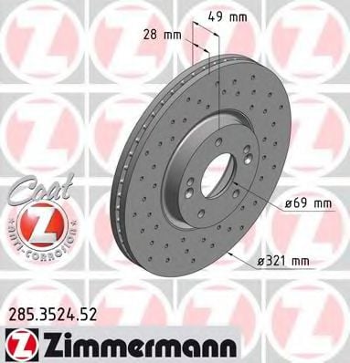 285.3524.52 ZIMMERMANN Brake System Brake Disc