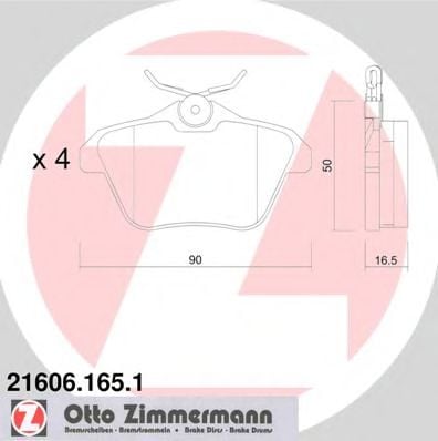 21606.165.1 ZIMMERMANN Brake Pad Set, disc brake
