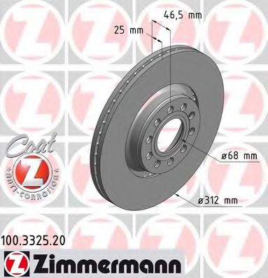 100.3325.20 ZIMMERMANN Brake System Brake Disc