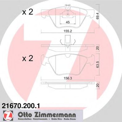 21670.200.1 ZIMMERMANN Brake System Brake Pad Set, disc brake