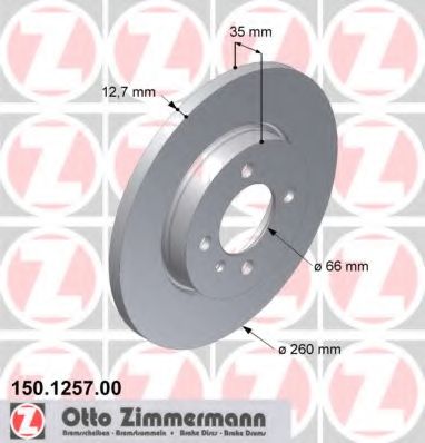 150.1257.00 ZIMMERMANN Brake System Brake Disc