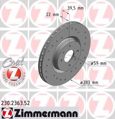 230.2363.52 ZIMMERMANN Brake System Brake Disc