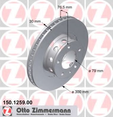 150.1259.00 ZIMMERMANN Brake System Brake Disc