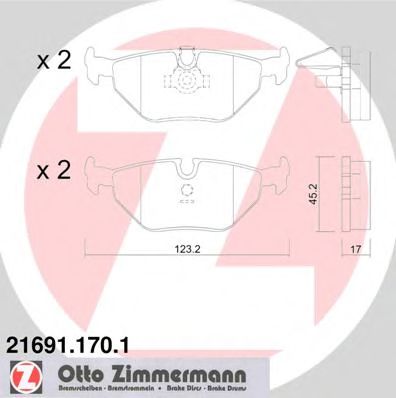 21691.170.1 ZIMMERMANN Тормозная система Комплект тормозных колодок, дисковый тормоз