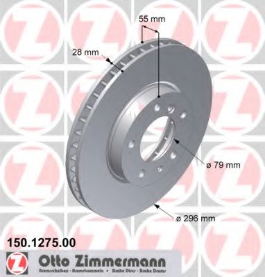 150.1275.00 ZIMMERMANN Brake System Brake Disc