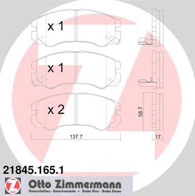 21845.165.1 ZIMMERMANN Brake Pad Set, disc brake