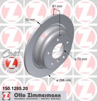 150.1285.20 ZIMMERMANN Brake System Brake Disc