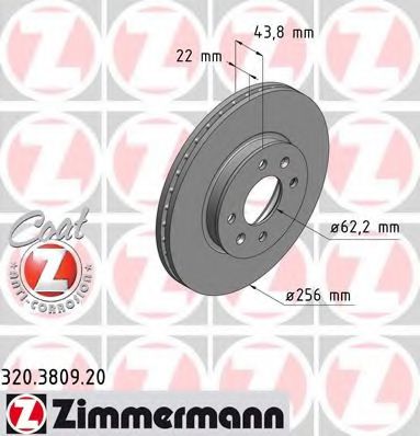 320.3809.20 ZIMMERMANN Brake System Brake Disc