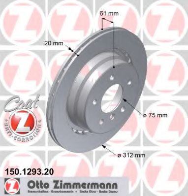 150.1293.20 ZIMMERMANN Brake System Brake Disc