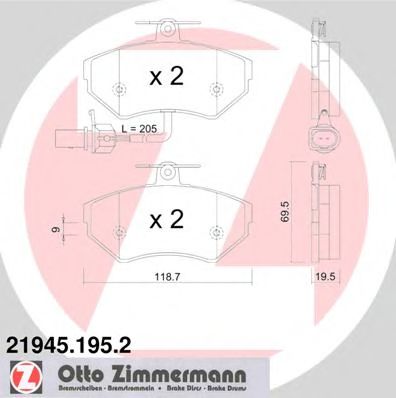 21945.195.2 ZIMMERMANN Brake System Brake Pad Set, disc brake