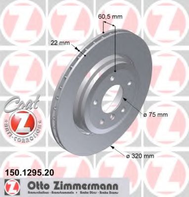 150.1295.20 ZIMMERMANN Brake System Brake Disc
