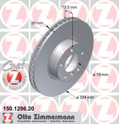 150.1296.20 ZIMMERMANN Brake System Brake Disc